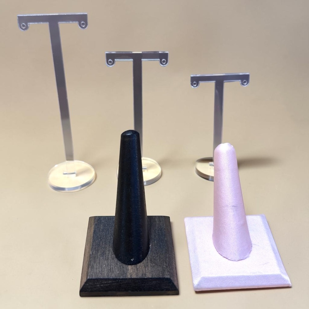 5pc Jewelry Display Set Photography Earring T-Bar Stands Ring Cones Form